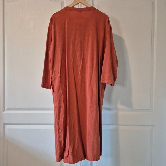 Rust Button-Up Dress/Overcoat with Pockets | Cotton | Size M - Picture 6 of 8